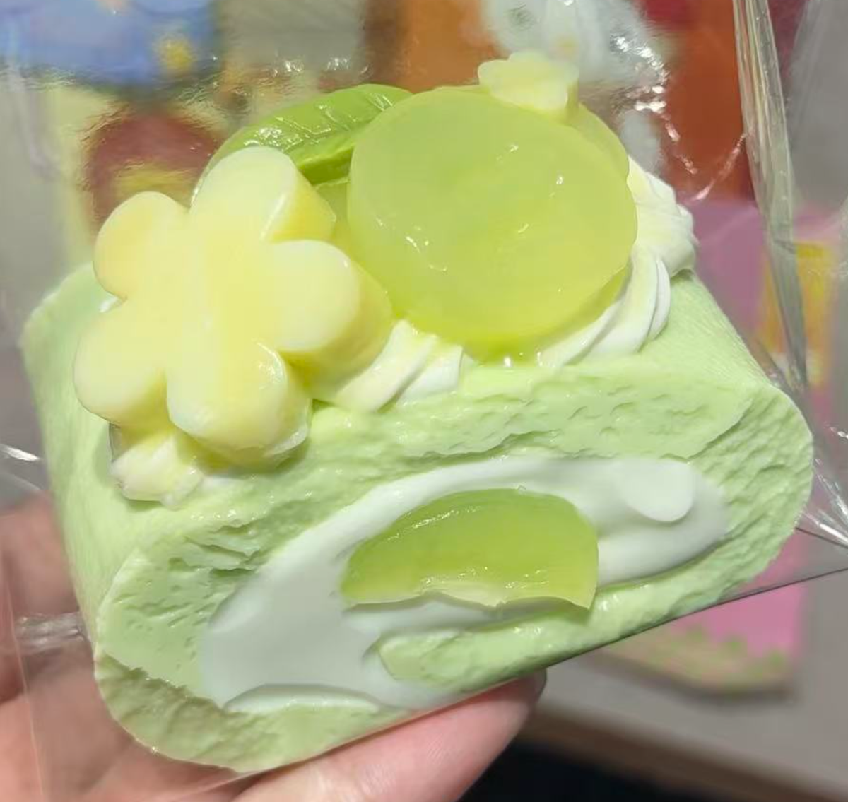 💖 P 青ロールケーキ 低反発 クリーム スクイーズ 約200g PVC包装