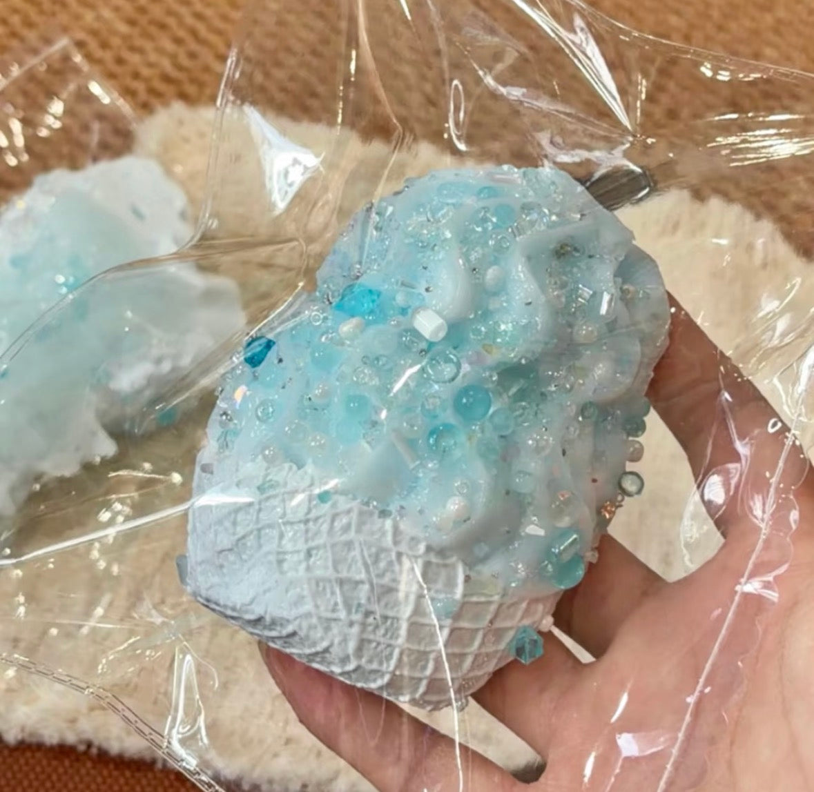 💖xixi Studio夏の青藍 約200g 低反発 クリーム スクイーズ PVC包装