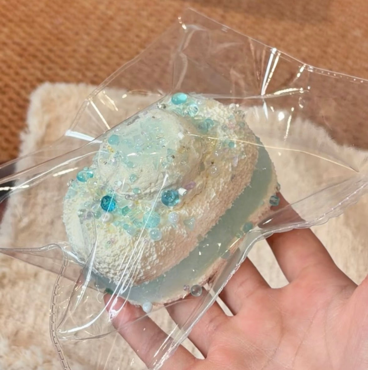 💖xixi Studio夏の青藍 約220g 低反発 クリーム スクイーズ PVC包装