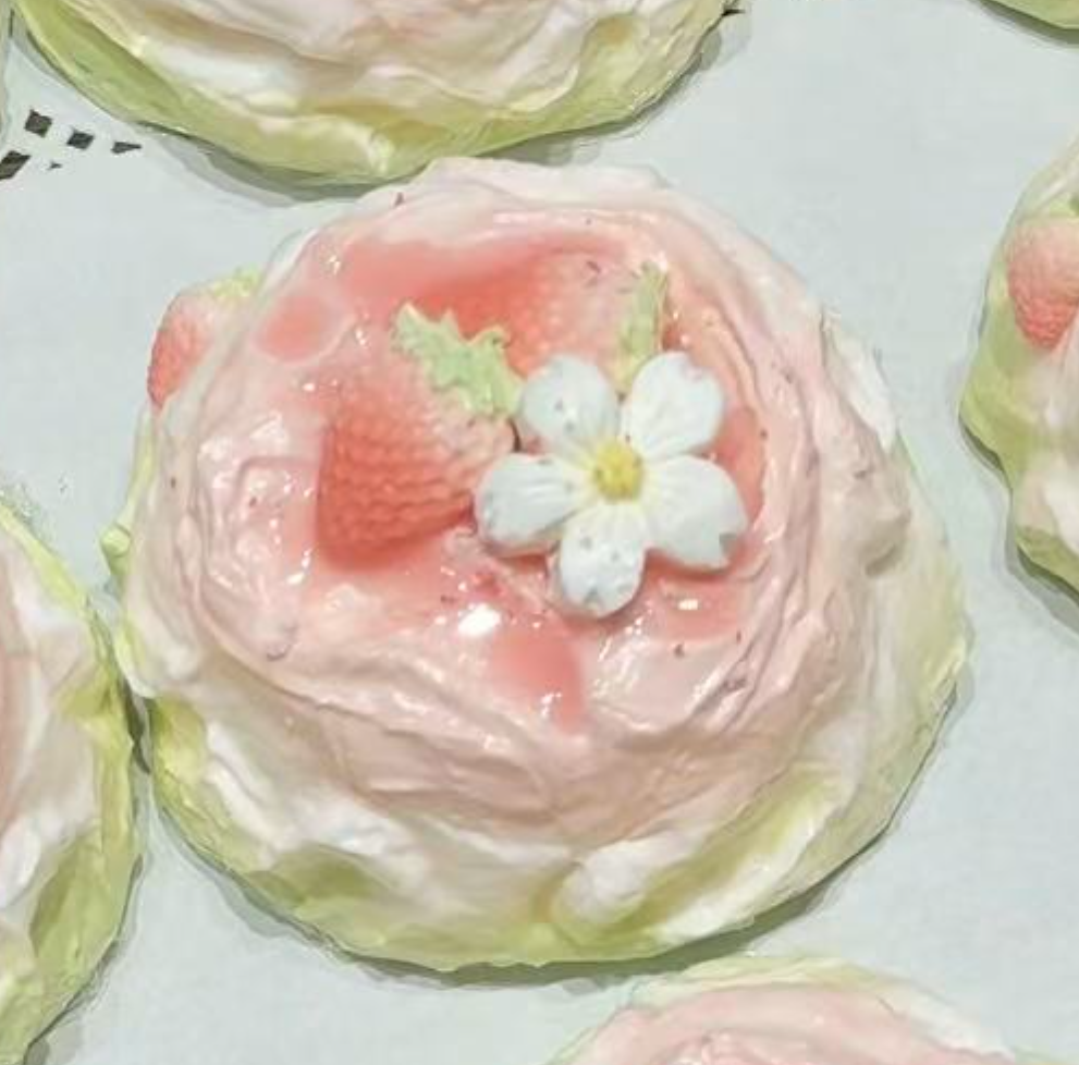 💖 P ピンクグリーン系ケーキ 低反発 クリーム スクイーズ 約 200g PVC包装