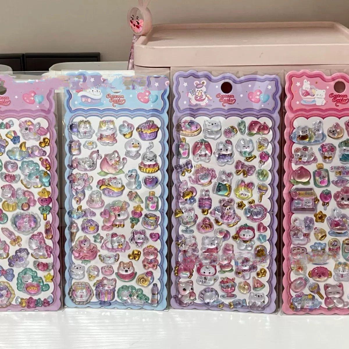 AA💖かわいいカラフルな動物シリーズ 硬いシール 4種類  opp包装