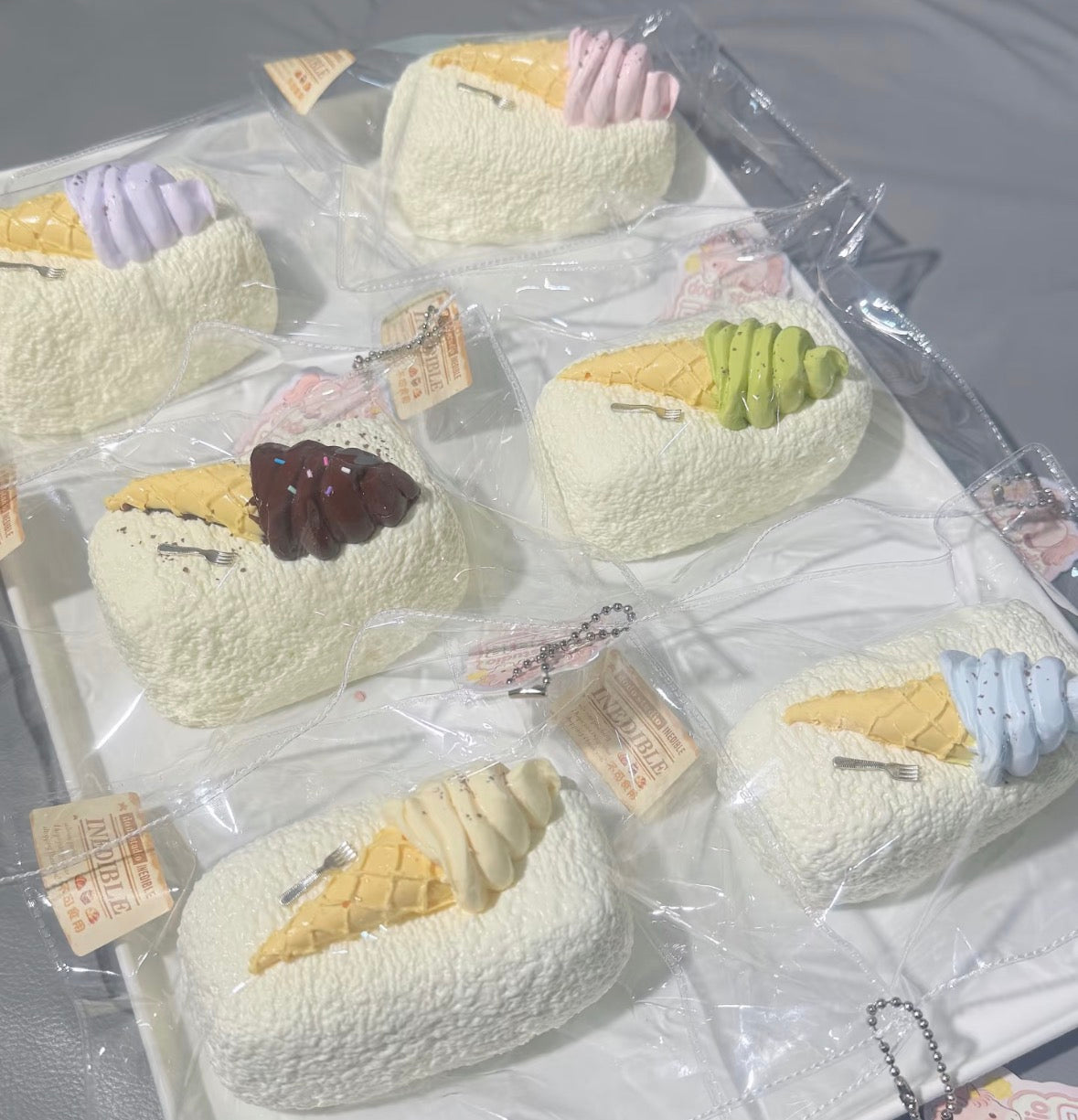 💖 DoDoアイスクリーム6色 約200g 低反発 クリーム スクイーズ  PVC包装